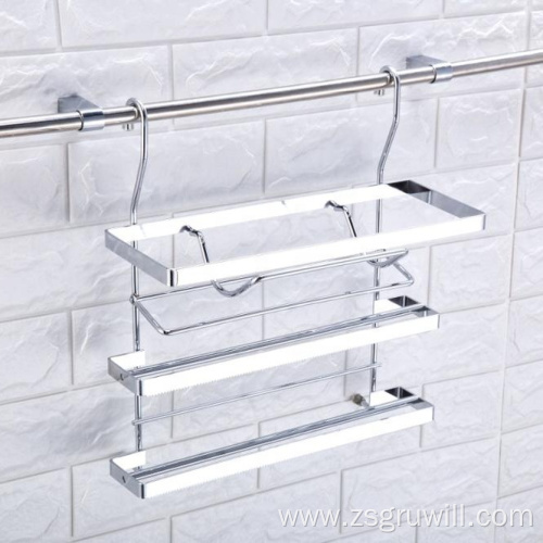 Multi-layer wall-mounted kitchen metal storage rack